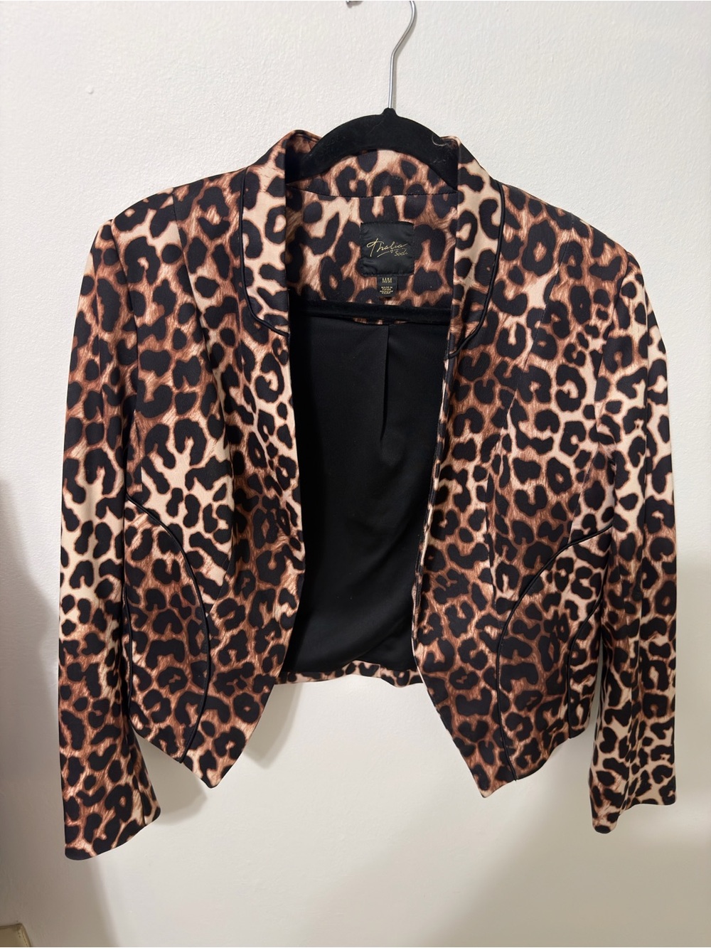 Thalia Sodi Leopard Print Open-Front Blazer - Brown & Black